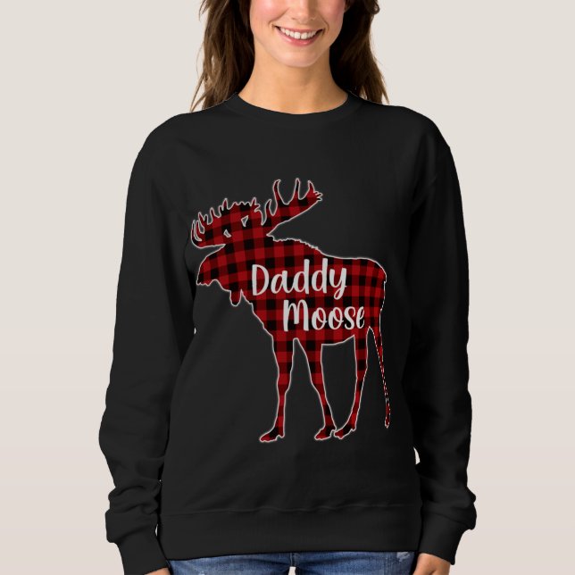 Red Kariert Daddy Moose Buffalo Matching Family Pa Sweatshirt (Vorderseite)