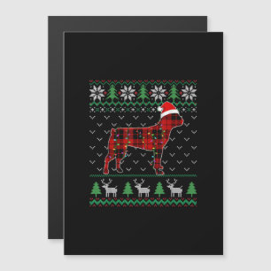 Red Kariert Dog Ugly Christmas Lights Boston Terri Magneteinladung
