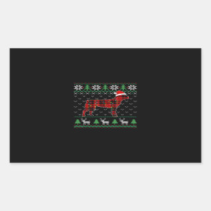 Red Kariert Dog Ugly Christmas Lights Boston Terri Rechteckiger Aufkleber