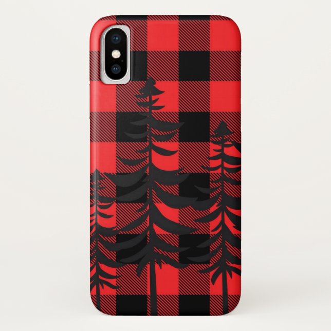 Red Kariert Evergreen Silhouette Case-Mate iPhone Hülle (Rückseite)