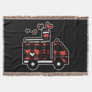 Red Kariert Fire Truck Valentinstag Feuerwehrmann Decke
