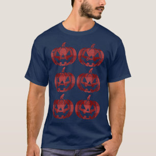 Red Kariert Flannel Happy Halloween Pumpkin Jack O T-Shirt