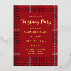 Red Kariert Flannel Party Folieneinladung