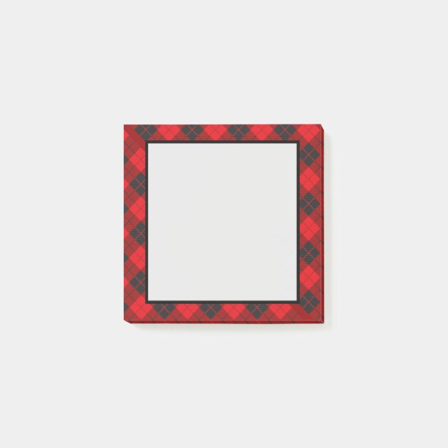 Red Kariert Flannel Post-it Klebezettel (Vorderseite)