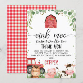 Red Kariert Foliage Farm Geburtstag Danke Karte