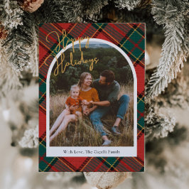 Red Kariert Foto Weihnachtskarte Feiertagskarte