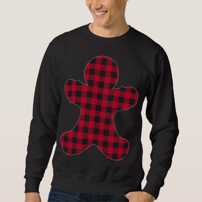 Red Kariert Gingerbread Xmas Matching Buffalo Fami Sweatshirt (Vorderseite)