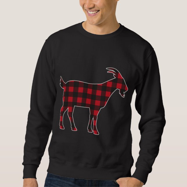 Red Kariert Goat Frohe Weihnachts Matching Family  Sweatshirt (Vorderseite)
