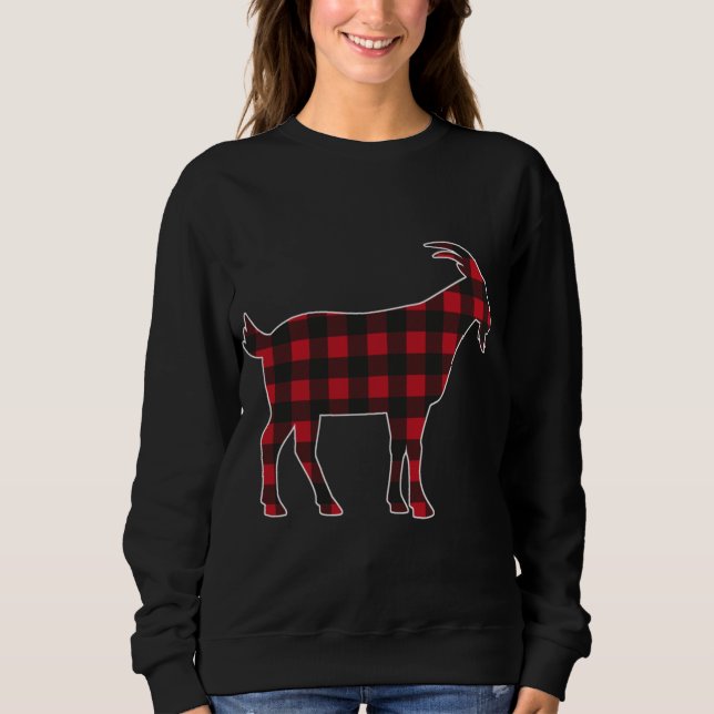 Red Kariert Goat Frohe Weihnachts Matching Family  Sweatshirt (Vorderseite)