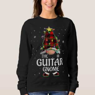 Red Kariert Guitar Gnome Matching Christmas Pajama Sweatshirt