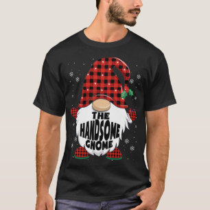 Red Kariert Handsome Gnome Christmas T-Shirt