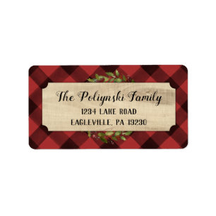 Red Kariert Holiday Rücksendeadressen-Aufkleber Adressaufkleber