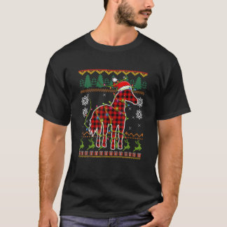 Red Kariert Horse Weihnachtsmannmütze Ugly Christm T-Shirt