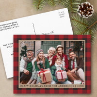 Red Kariert Kraft Family Foto Happy Holidays