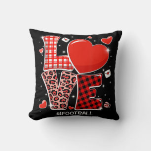 Red Kariert Leopard Liebe Football Heart Sports Va Kissen