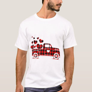 Red Kariert Lkw Happy Valentines Day 2023 Couple m T-Shirt