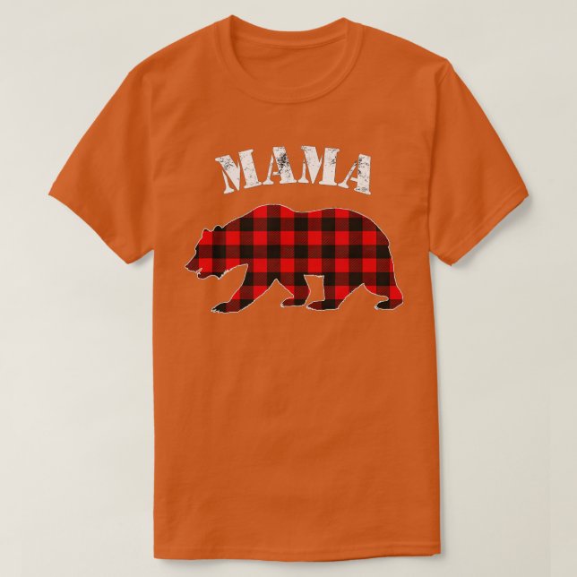 Red Kariert Mama Bear Buffalo Matching Family Paja T-Shirt (Design vorne)