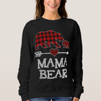 Red Kariert Mama Bear One Cub Matching Buffalo Paj Sweatshirt