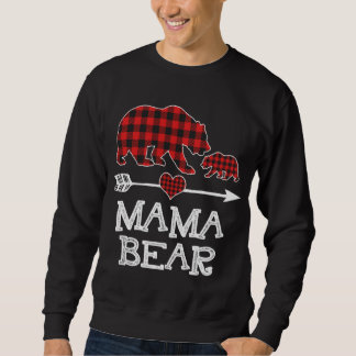 Red Kariert Mama Bear One Cub Matching Buffalo Paj Sweatshirt