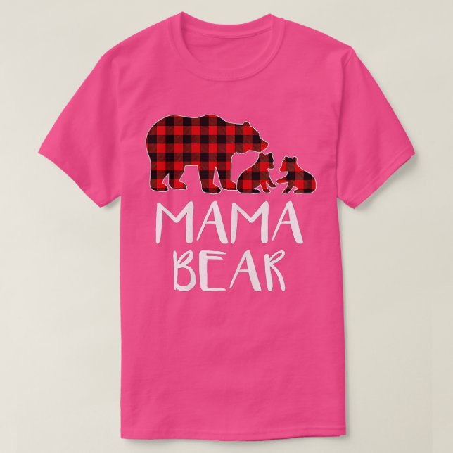 Red Kariert Mama Bear Two Cubs Matching Buffalo Pa T-Shirt (Design vorne)