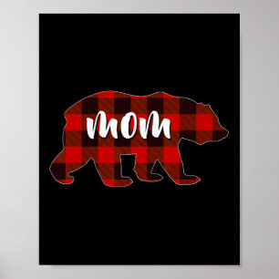 Red Kariert Mama Buffalo Matching Family Mama Paja Poster