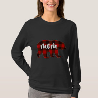 Red Kariert Mama Buffalo Matching Family Mama Paja T-Shirt