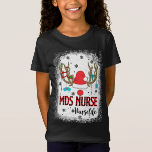 Red Kariert MDS Nurse Rentier Christmas Pajama Nur T-Shirt