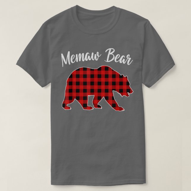 Red Kariert Memaw Bär Matching Buffalo Family Paja T-Shirt (Design vorne)