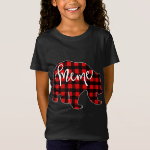 Red Kariert Meme Bear Matching Pajama Buffalo Fami T-Shirt