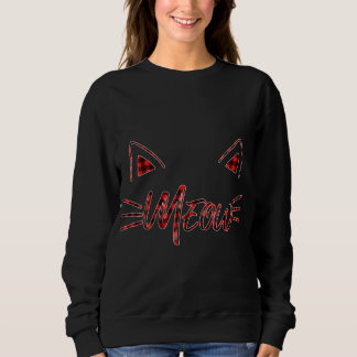 Red kariert Meow Cat Kitten Ears Büffel passend fa Sweatshirt