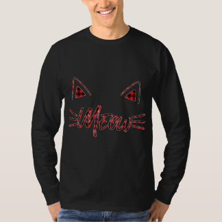 Red kariert Meow Cat Kitten Ears Büffel passend fa T-Shirt