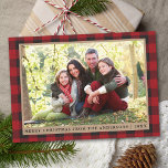 Red Kariert Merry Christmas Kraft Family Foto Feiertagskarte<br><div class="desc">Red Buffalo Kariert Family Foto Frohe Weihnachts Kraft Weihnachtskarte</div>