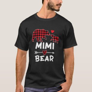 Red Kariert Mimi Bear Xmas Weihnachten Familie Wei T-Shirt