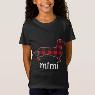 Red Kariert Mimi Dackel Frohe Weihnachts-Dackel T-Shirt