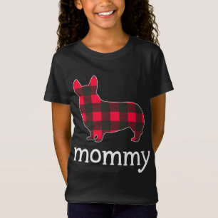 Red Kariert Mommy Corgi Christmas Matching Family  T-Shirt