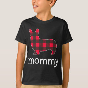 Red Kariert Mommy Corgi Christmas Matching Family  T-Shirt