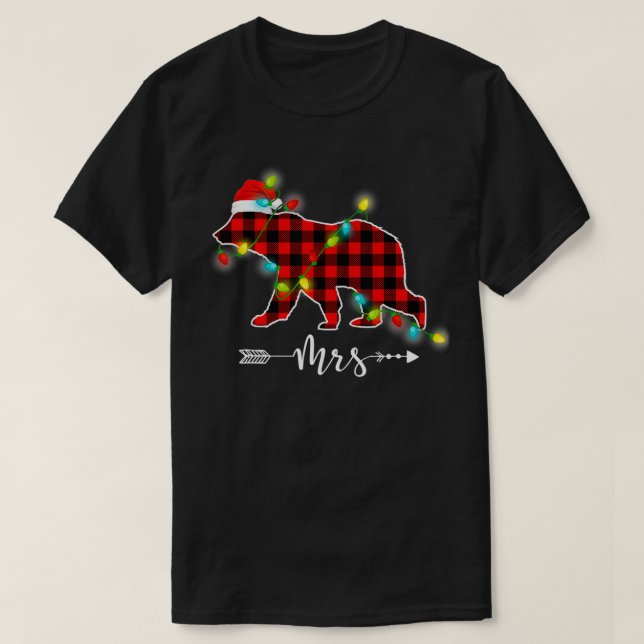 Red Kariert MRS Bärenweihnachtskalender Pajama Fam T-Shirt (Design vorne)