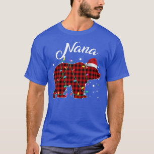 Red Kariert Nana Bear Matching Buffalo Pajama T-Shirt