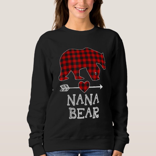Red Kariert Nana Bear Matching Pajama Family Sweatshirt (Vorderseite)