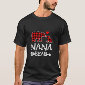 Red Kariert Nana Bear Weihnachts Pajama Matching F T-Shirt