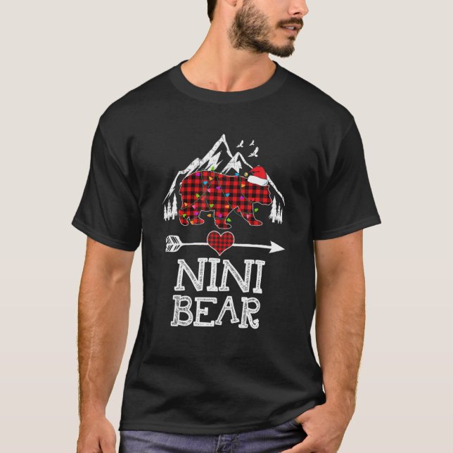 Red Kariert Nini Bear Buffalo Matching Family Paja T-Shirt (Vorderseite)