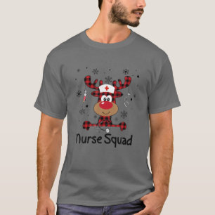 Red Kariert Nurse Squad Life Rentier Weihnachten W T-Shirt