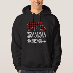Red Kariert Oma Bear Christmas Pajama Match F Hoodie