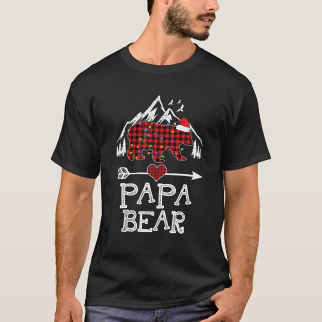 Red Kariert Papa Bär Buffalo Matching Family Pajam T-Shirt (Vorderseite)