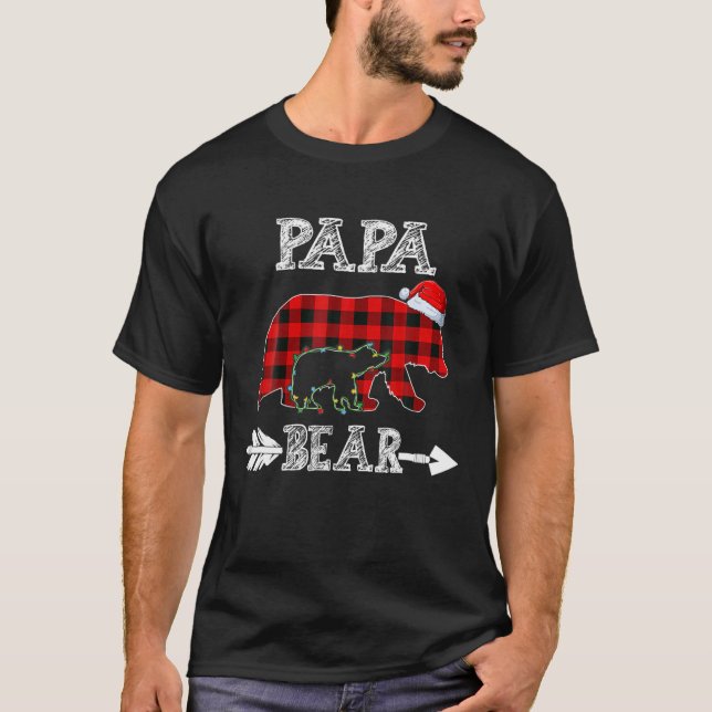 Red Kariert Papa Bear Kid Weihnachten Weihnachtsma T-Shirt (Vorderseite)