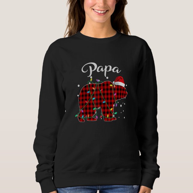 Red Kariert Papa Bear Matching Buffalo Pajama Sweatshirt (Vorderseite)