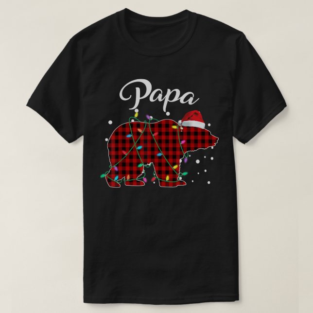 Red Kariert Papa Bear Matching Buffalo Pajama T-Shirt (Design vorne)