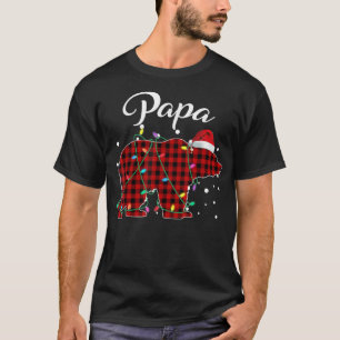 Red Kariert Papa Bear Matching Buffalo Pajama T-Shirt