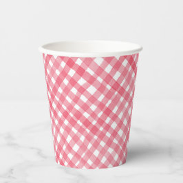 Red Kariert Paper Cups - Watercolor Berry Birthday Pappbecher