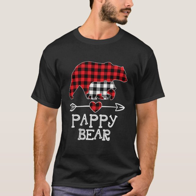 Red Kariert Pappy Bear Pajama Matching Family Gift T-Shirt (Vorderseite)